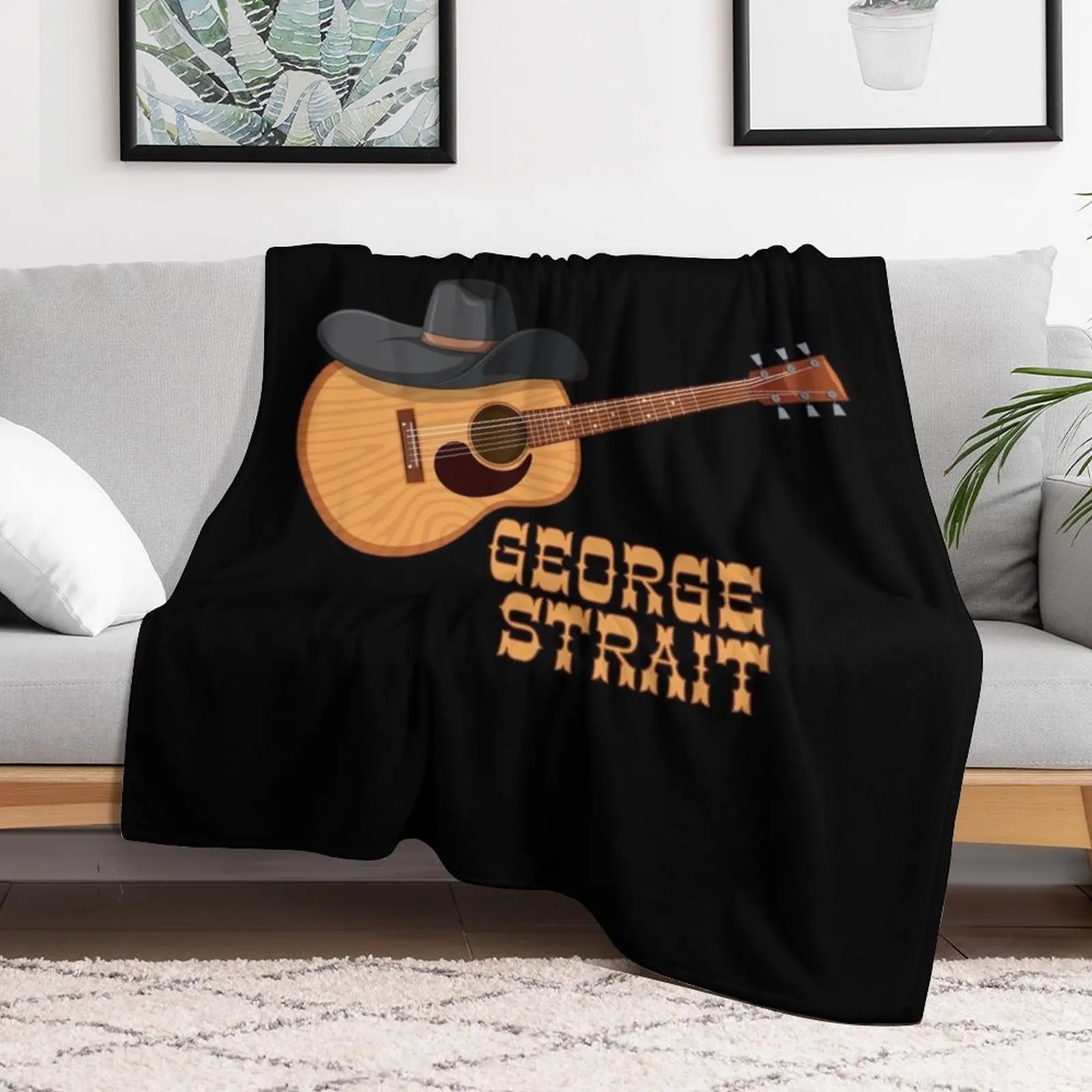 george strait guitar Throw Blanket Luxury Soft Plush Plaid Luxury Thicken Blankets