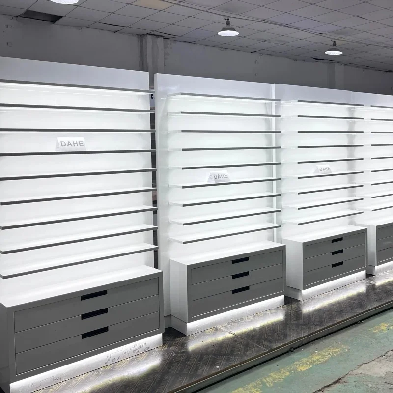 custom.Wooden Optical Lens Storage Cabinet White Color Luxury Customize Optical Display Cabinets