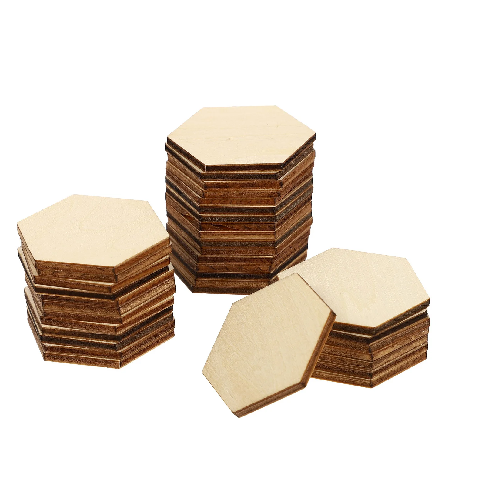 

50pc Hexagon Wood Pieces Wooden Ornaments For Diy Crafts Beech Wooden Shapes Decorations Wedding Birthday Christmas Honeycomb