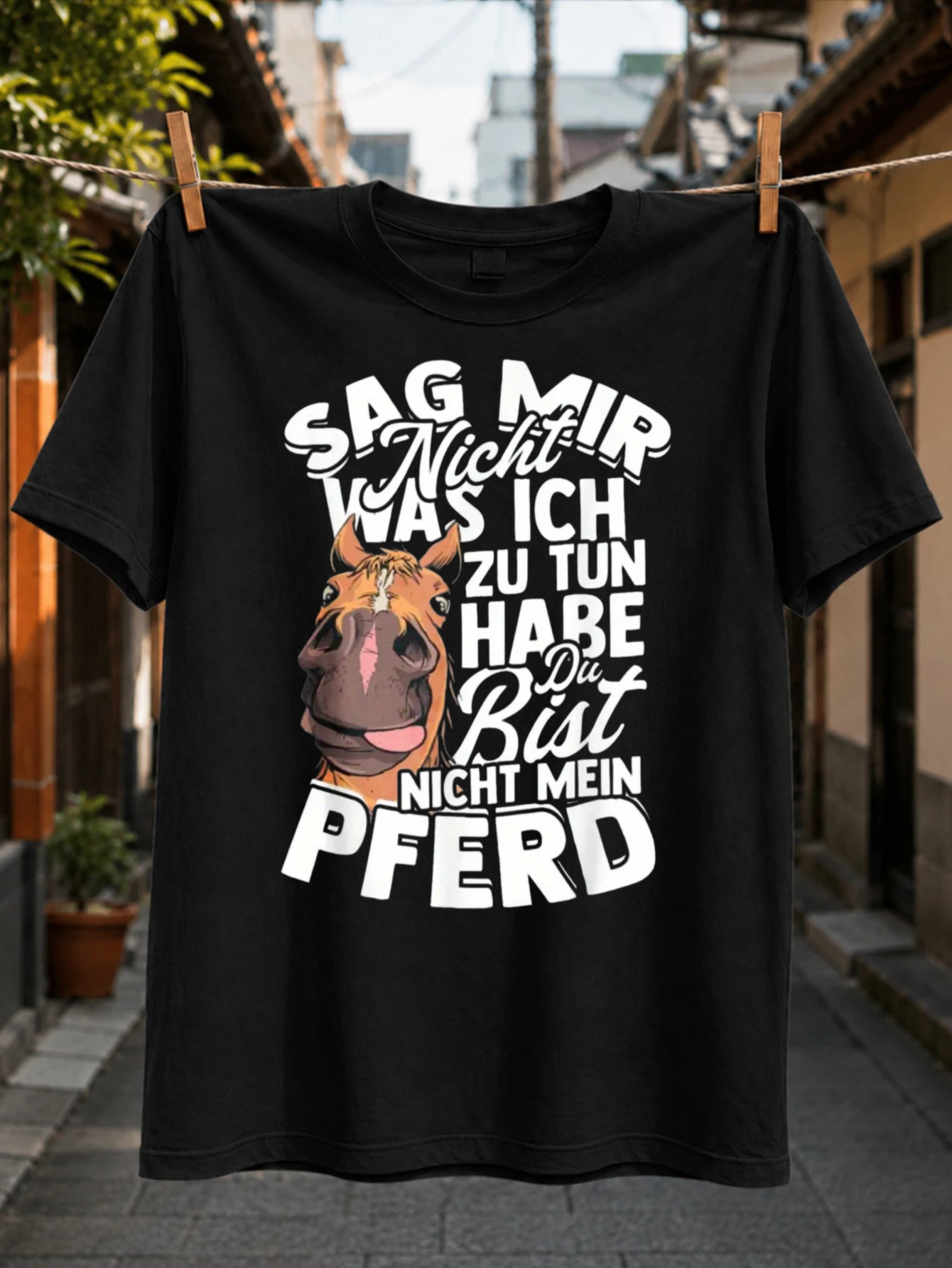 German Horse Boundary Quote funny longfaced cartoon horse surrounded by oversized curved lettering  Unisex All T-Shirt