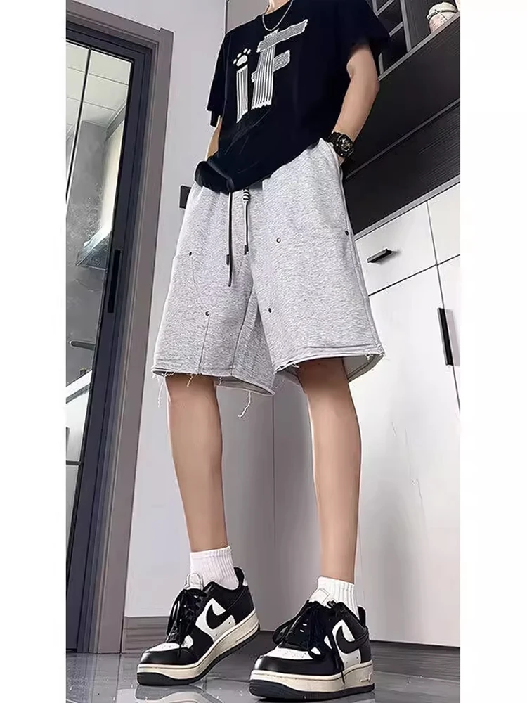 American Sports Sle Men's Skinny Design Sense Casual Straight Leggings Faion Brand High Street Vibe Five-Point Pants