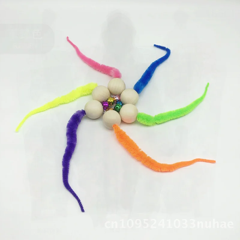 

Colorful Wooden Bead Cat Toy with Bell - Interactive Caterpillar Voice Puzzle for Cats Cross-border Explosions Pet Supplies
