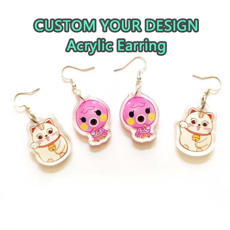 1Pair Custom Acrylic Earrings Accessories Cartoon Photo Customized Anime Charms Personalized Pendientes Earrings For Women