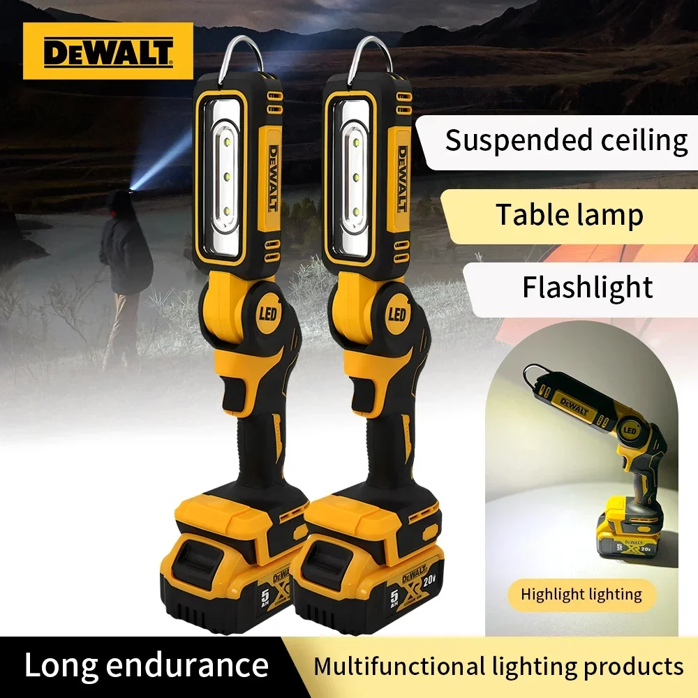 

DEWALT 90 Degree Multifunctional Portable Camping Light Emergency Flashlight Folding Work Light 20V Lithium Battery