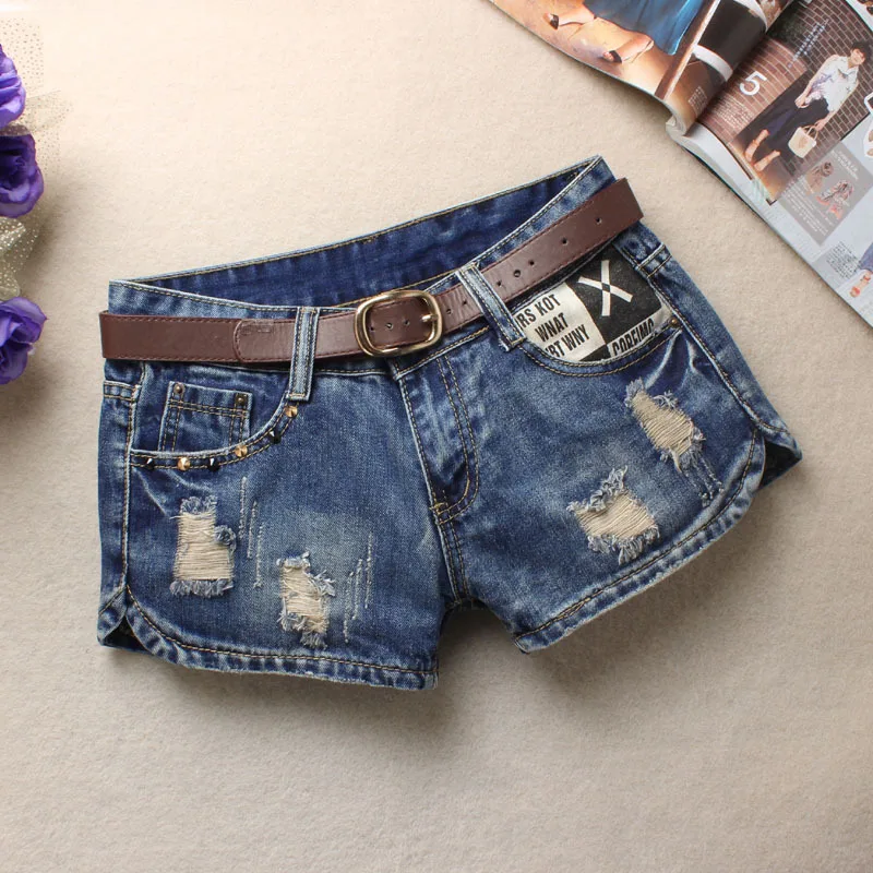 Denim Ripped Booty Shorts Sexy Mini Jeans Shorts Zippers Slim Summer Korean Version Female Split Hole Balck Hot Pants