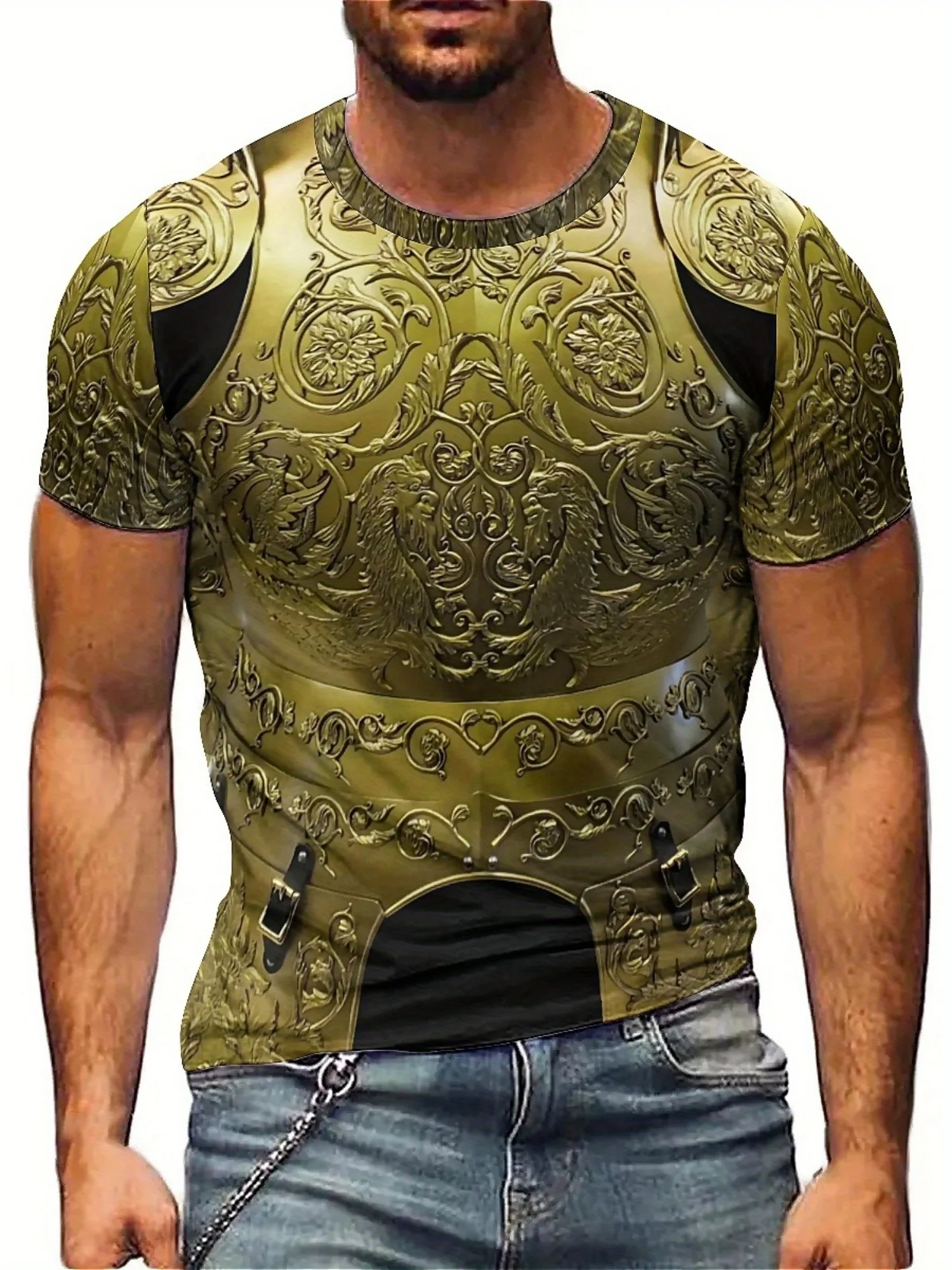 

Men'S Plus Size Gothic Retro Medieval Knight Armor 3D Print T-Shirt - Unique Design to Showcase History