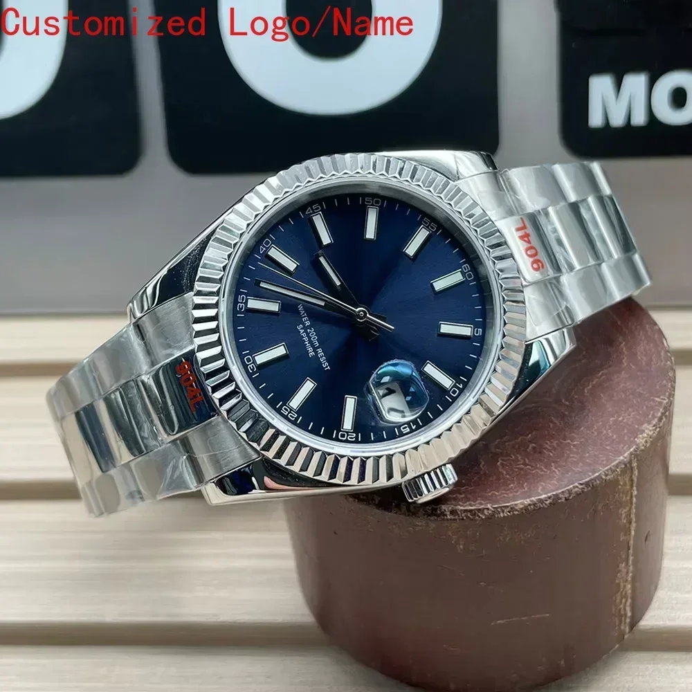 

Luxury Automatic Watch Business Mechanical Mens Wristwatches Stainless Steel Black Blue Sapphire Reloj Hombre Customized