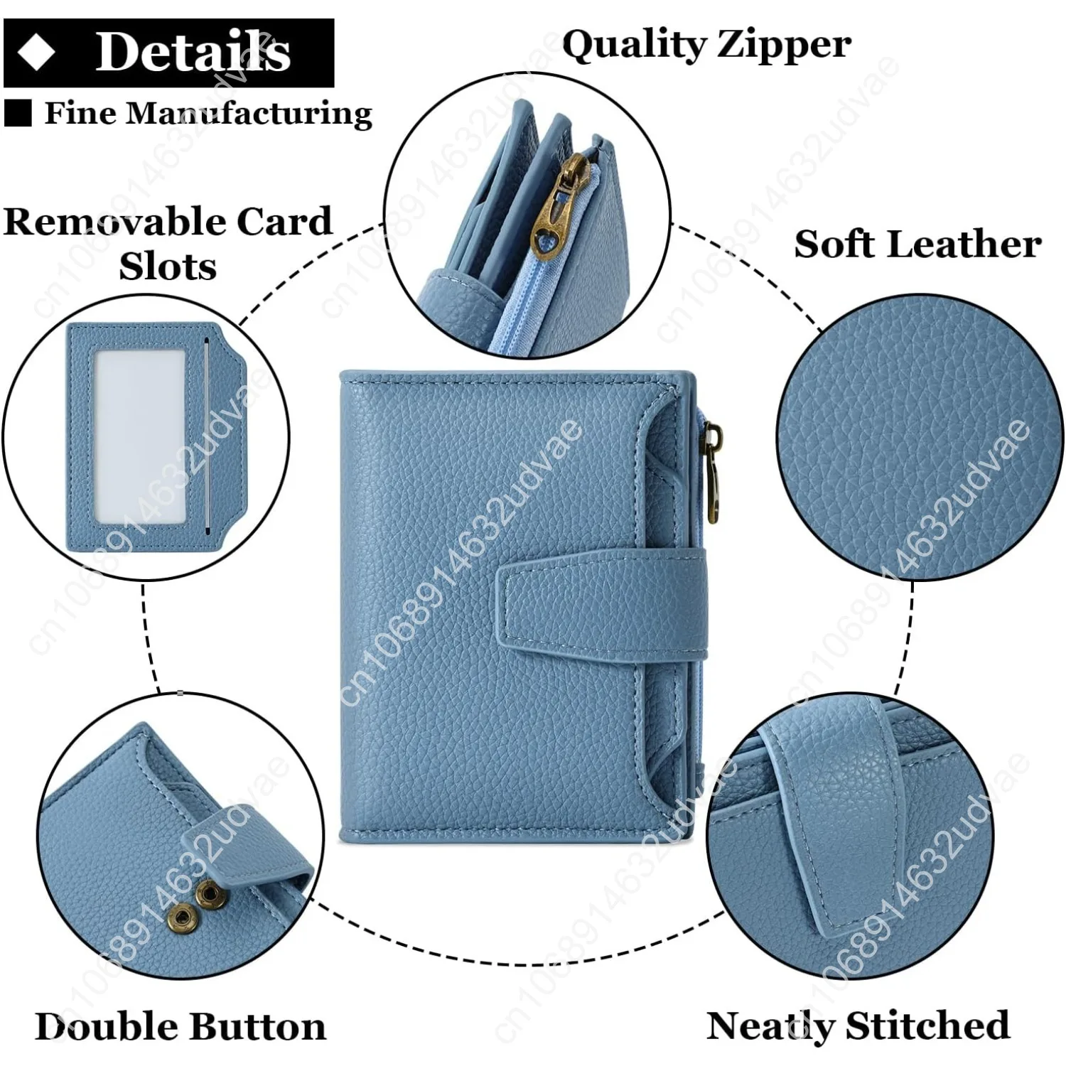Small Wallet Women RFID Blocking Soft Leather Bifold Compact Card Holder Wallet for Women with Zipper Coin Pocket 4 ID Window