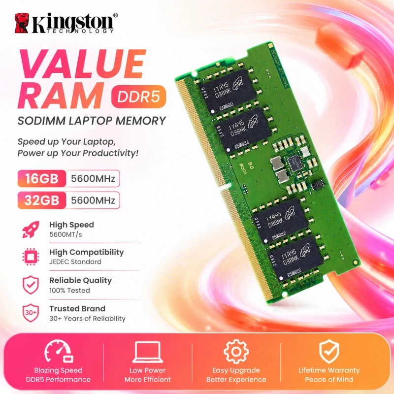 キングストン DDR5 メモリ 16GB/32GB 5600MHz ノートPC用