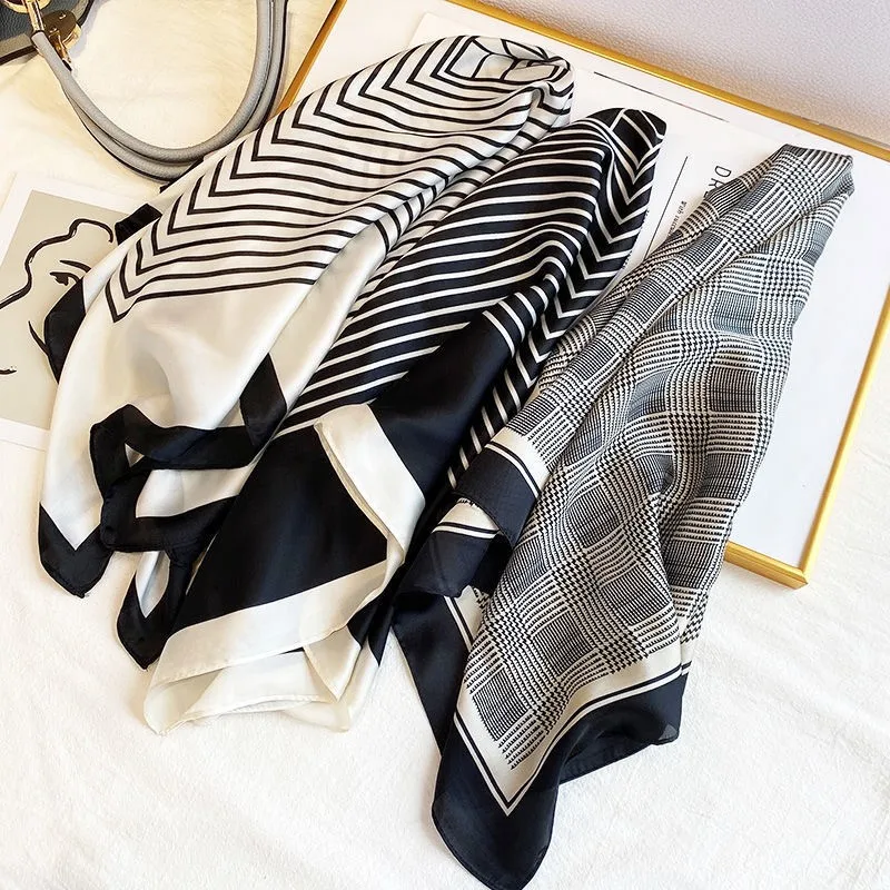 Neue Mode Zebra Gedruckt Quadrat Schal Weiche Satin Dünne Glatte Hals Schal 70*70 cm Vintage Stil Sonnenschutz kopftuch Für Frauen – Detail 5