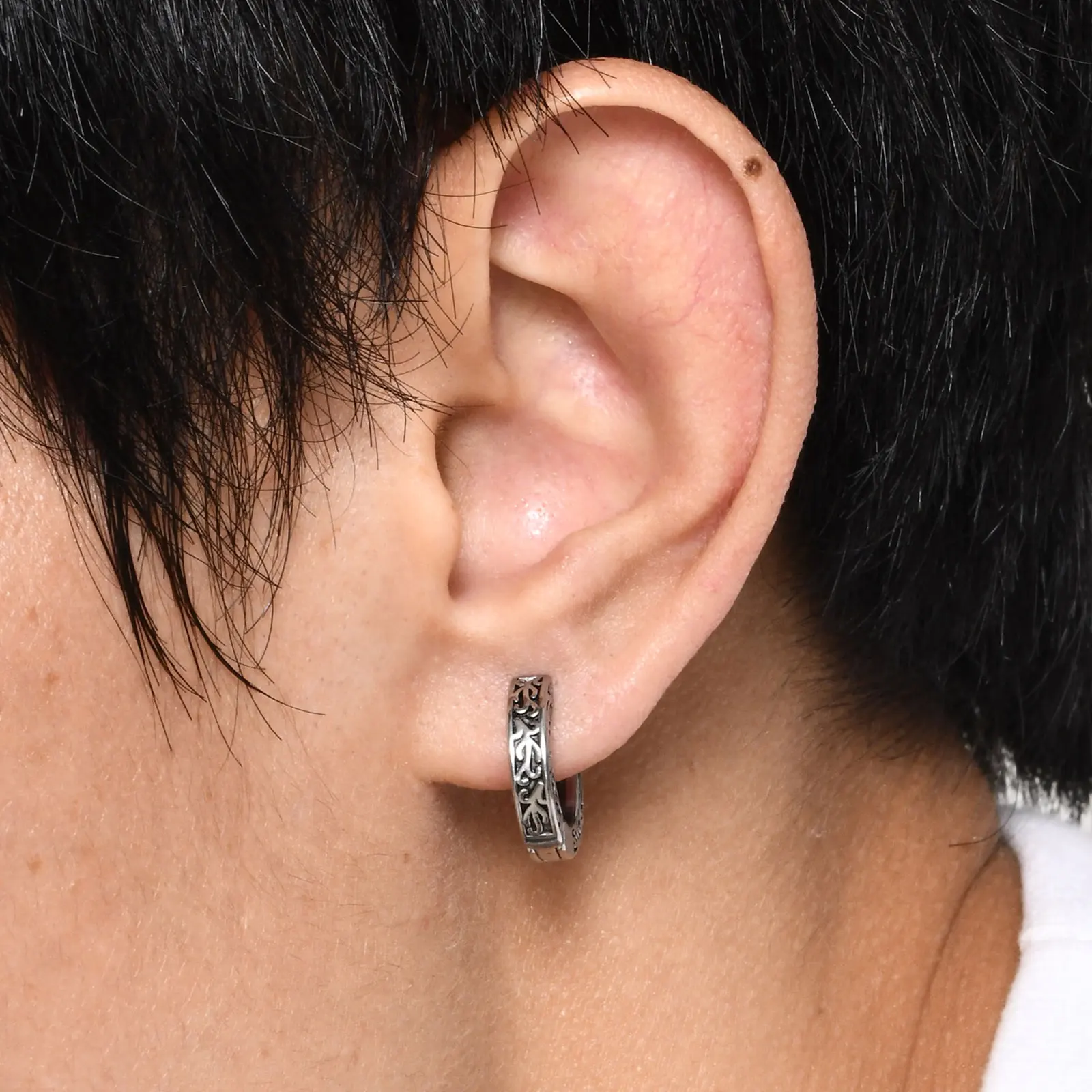 Retrol Nordische Wikinger-Runen Creolen für Männer, Klassische Keltische Knoten Edelstahl Huggie-Ohrringe, Punk Coole Schmuck-Geschenke – Detail 3