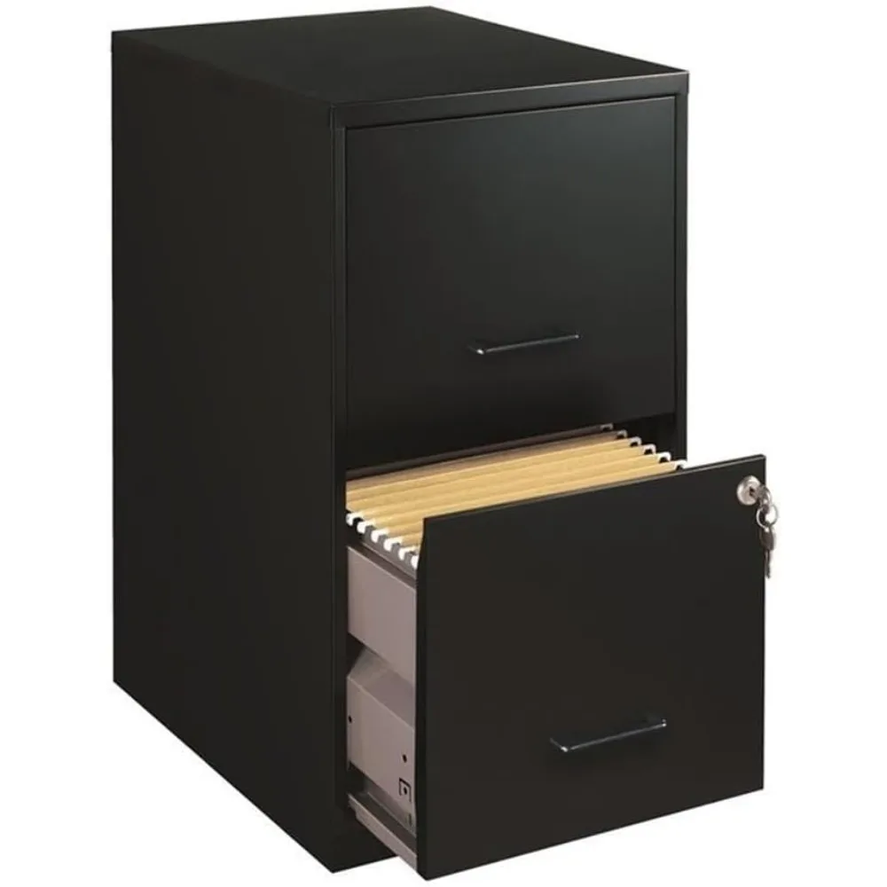 Metal 2 Drawer Letter File Cabinet in Black