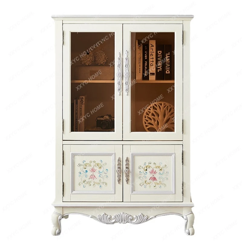

Tqh Solid Wood Dining Kitchen Cabinet Retro Living Room Side Cabinet Wall Integrated Floor Wine Cabinet