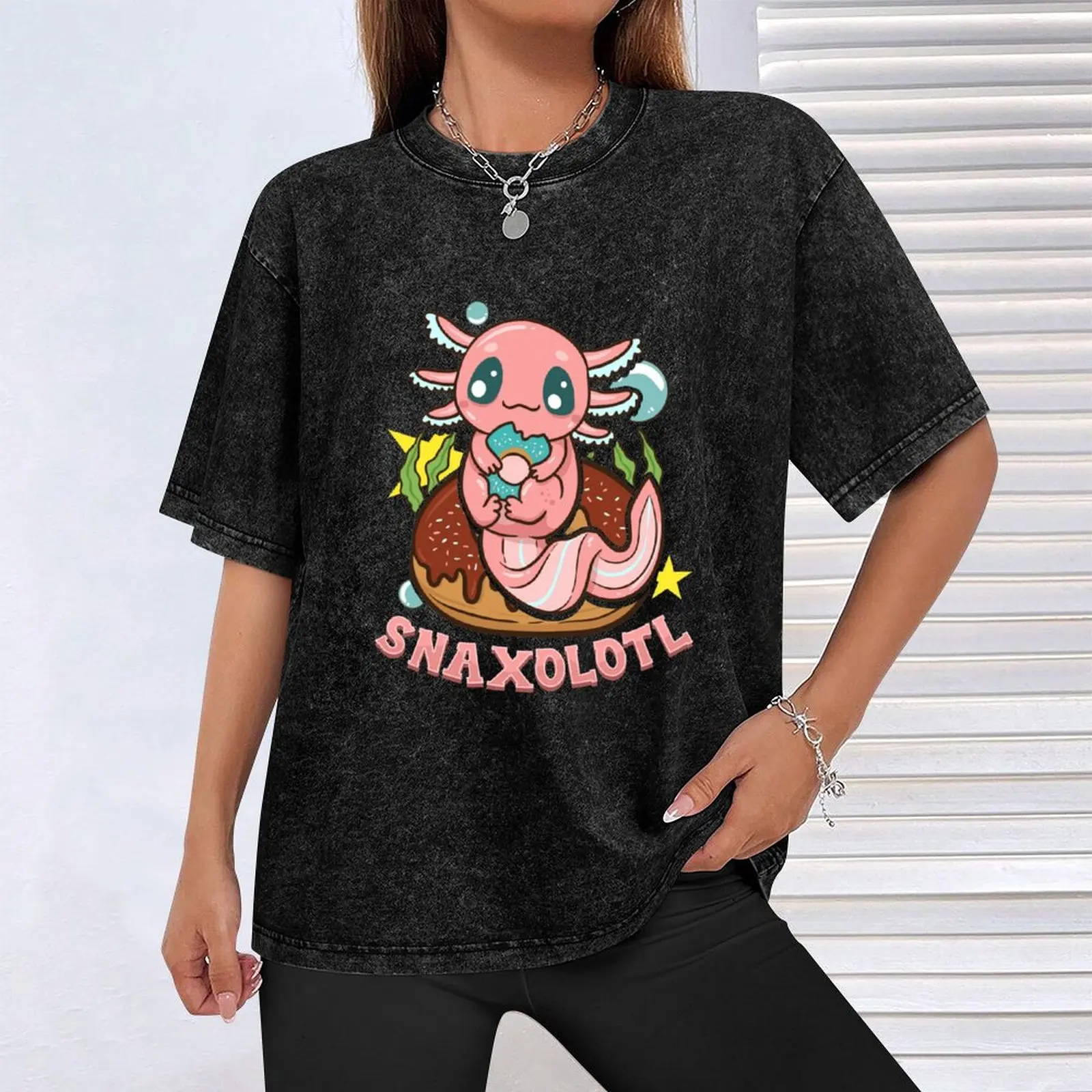 Cute & Funny Snaxolotl Adorable Snacking Axolotl T-Shirt funny gifts valentines clothes anime t shirts mens clothing