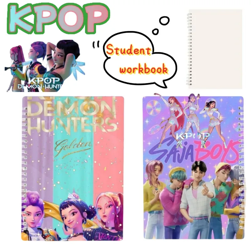 دفتر ملاحظات كرتوني إبداعي لطلاب المدارس المتوسطة والثانوية من KPop Demon Hunters Zoey Mira Abby Saja