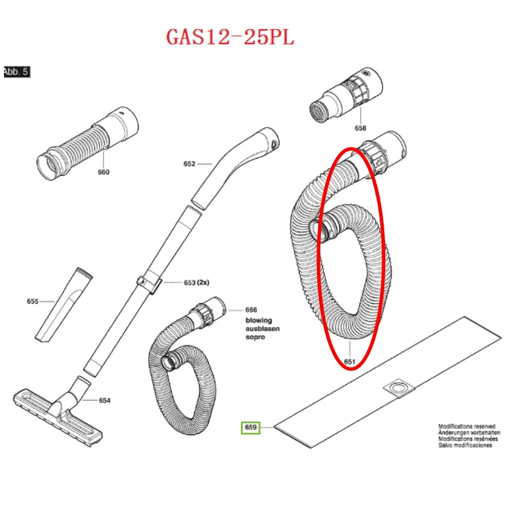 Suitable for Bosch Vacuum Cleaner GAS12-25PL Dust Bag Adapter Hose