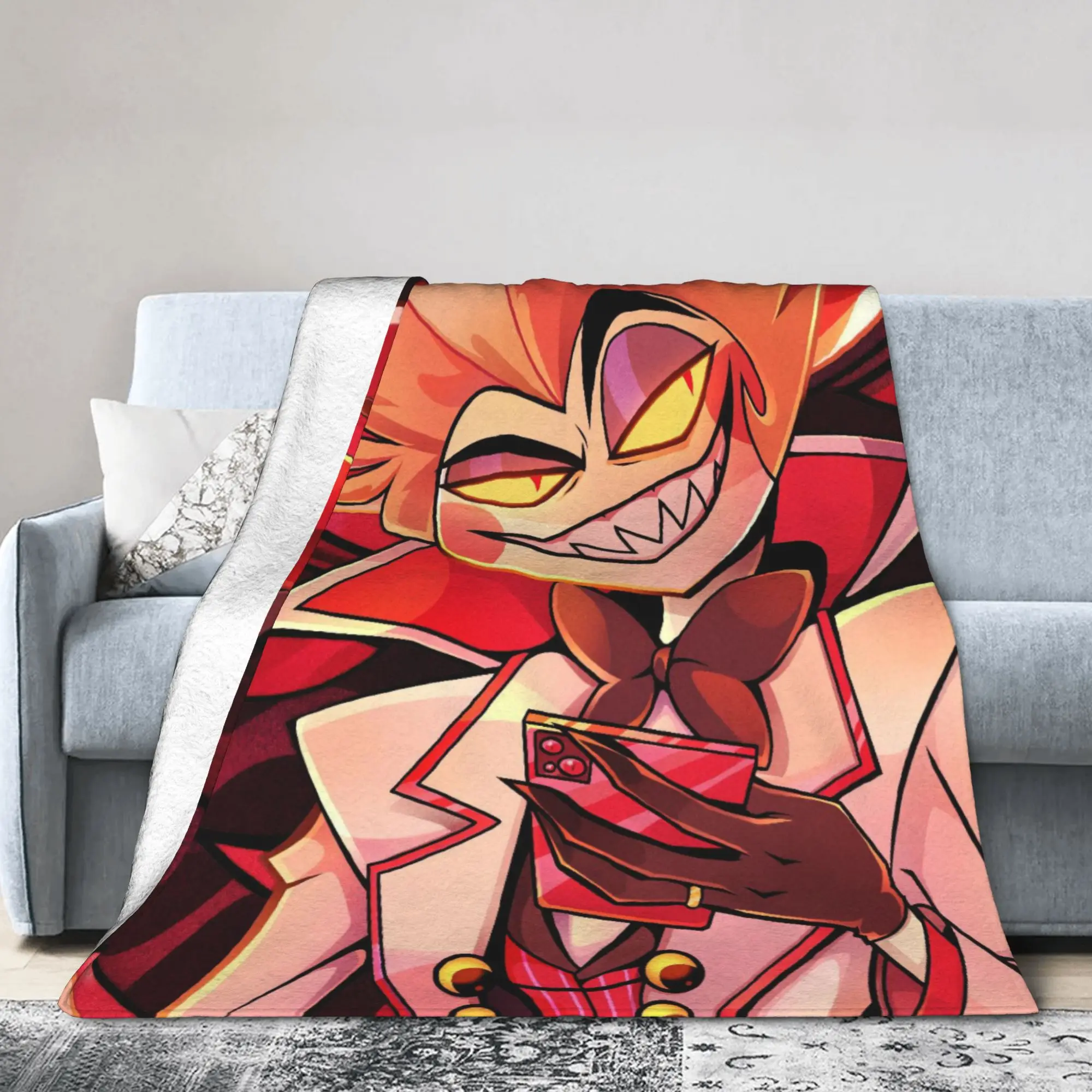 Cartoon Hazbins Hotels Lucifer Blankets Flannel  Print Multi-function Super Soft Throw Blankets for Home Office Rug Piece