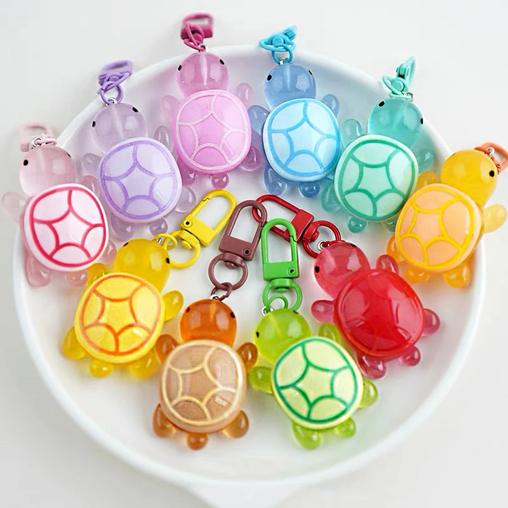 Luminou Turtle Pendant Keychain Glow In The Dark Acrylic Tortoise Keyring Boys Girls Backpack Earphone Case Charms Accessories