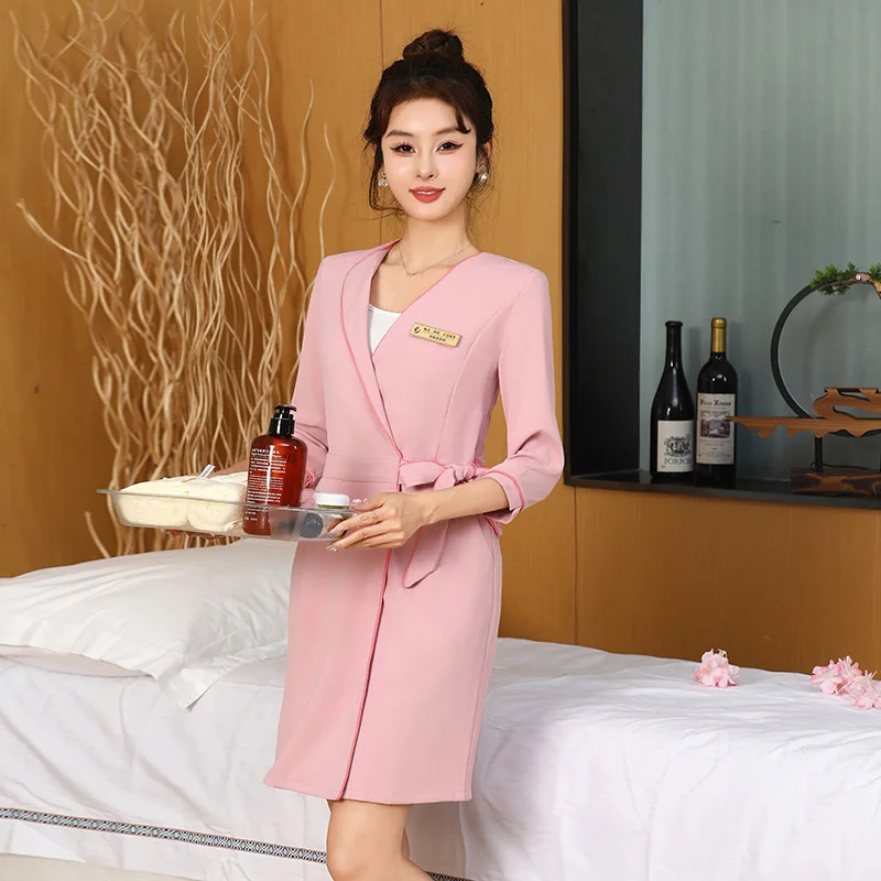 Woman Work Clothes Suit Hotel Waiter Beauty Salon Spa Massage Nail Cafe Sexy Foot Bath Sauna Technician Overall Skirt Uniform