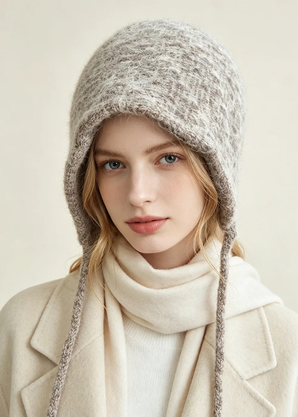 NEW Wool Women's Winter Knitted Hats Cute Lace-up Students Pullover Hat Autumn Winter Warm Windproof Earflap Beanies Female
