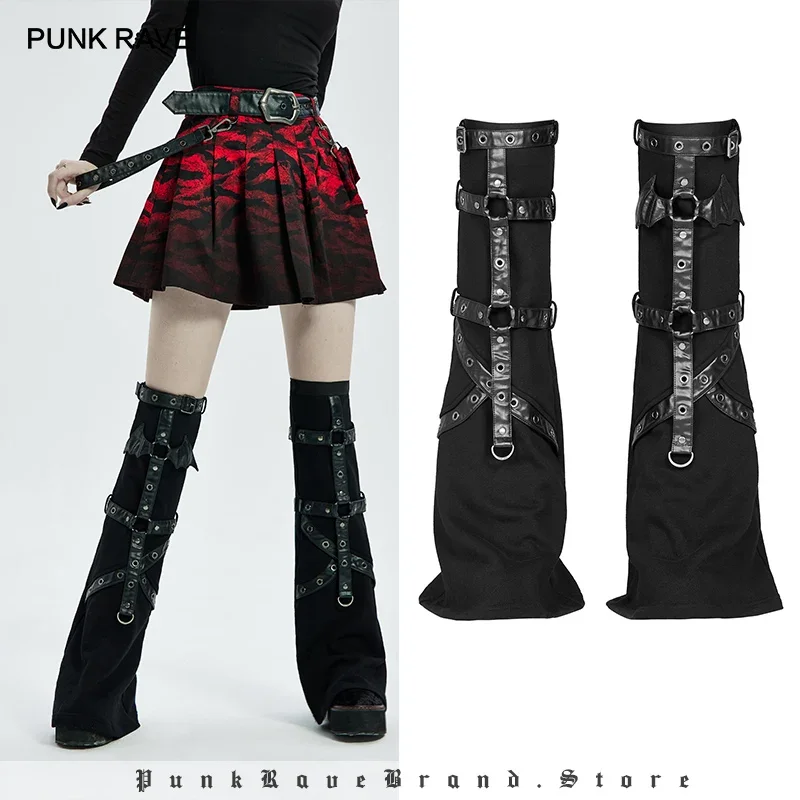 PUNK RAVE da donna punk a forma di pipistrello autunno caldo svasato manica gamba design asimmetrico scaldamani accessori per il ginocchio