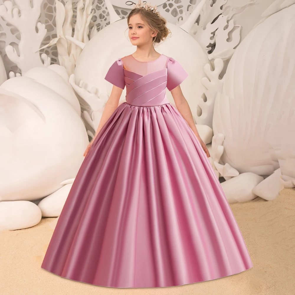 Elegante Bruidsmeisje Jurken Voor Meisjes Wedding Party Gown Wit Eerste Communie Ceremony Lange Avondjurk Kids Zomer Kleding