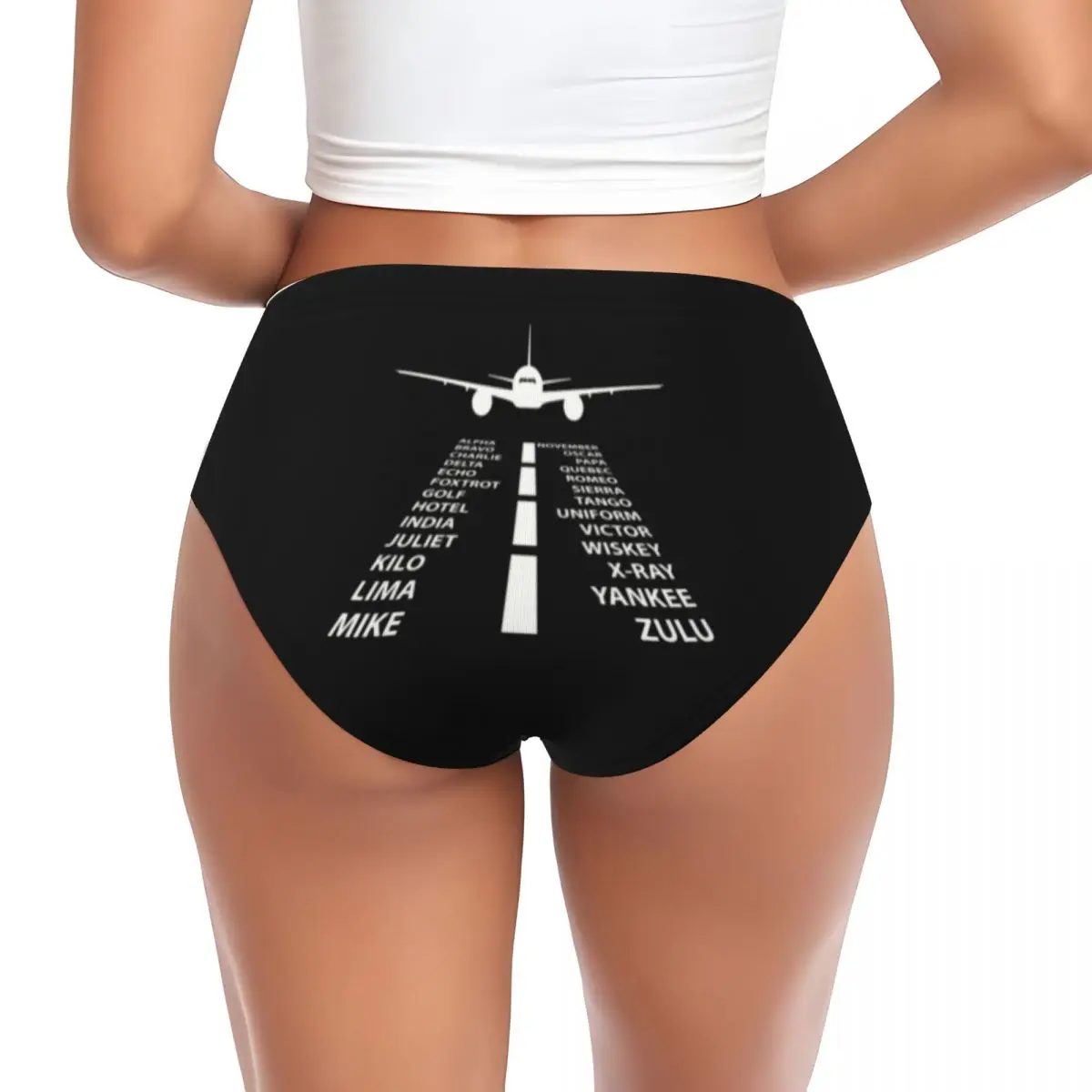 Custom Womens Phonetic Alphabet Pilot Airplane Panties Underwear Female Breathable Aviation Plane Fighter Briefs Underpants