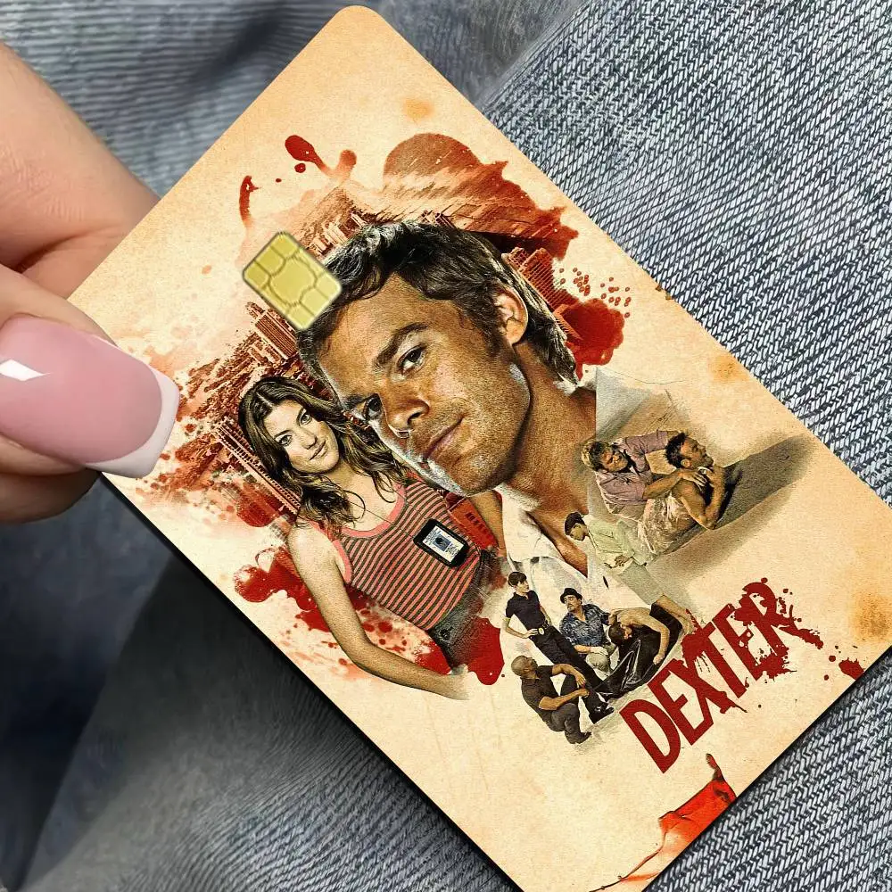 ملصقات جلدية لبطاقة الائتمان الأمريكية الكلاسيكية Horror TV Dexter بدون بقايا مقاومة للماء لبطاقة الائتمان VISA وبطاقة الوصول إلى مترو الأنفاق