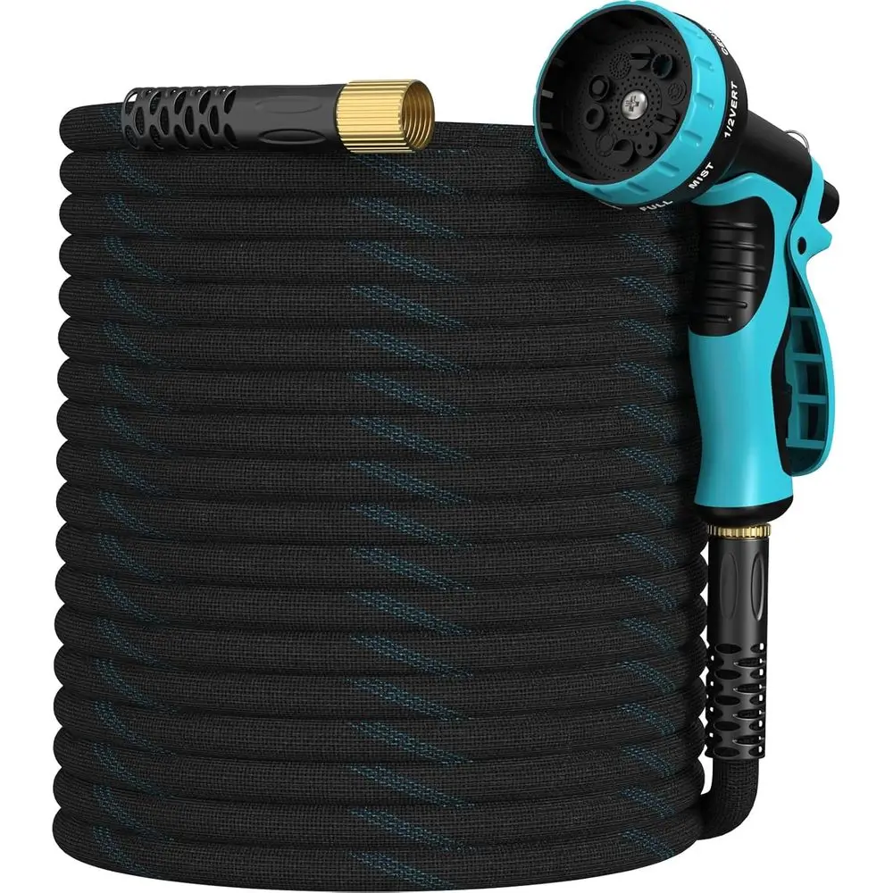 

Lightweight & Flexible 100ft Non-Kinking Garden Hose with 10-Pattern Spray Nozzle, Durable Fabric, Solid Brass Fittings