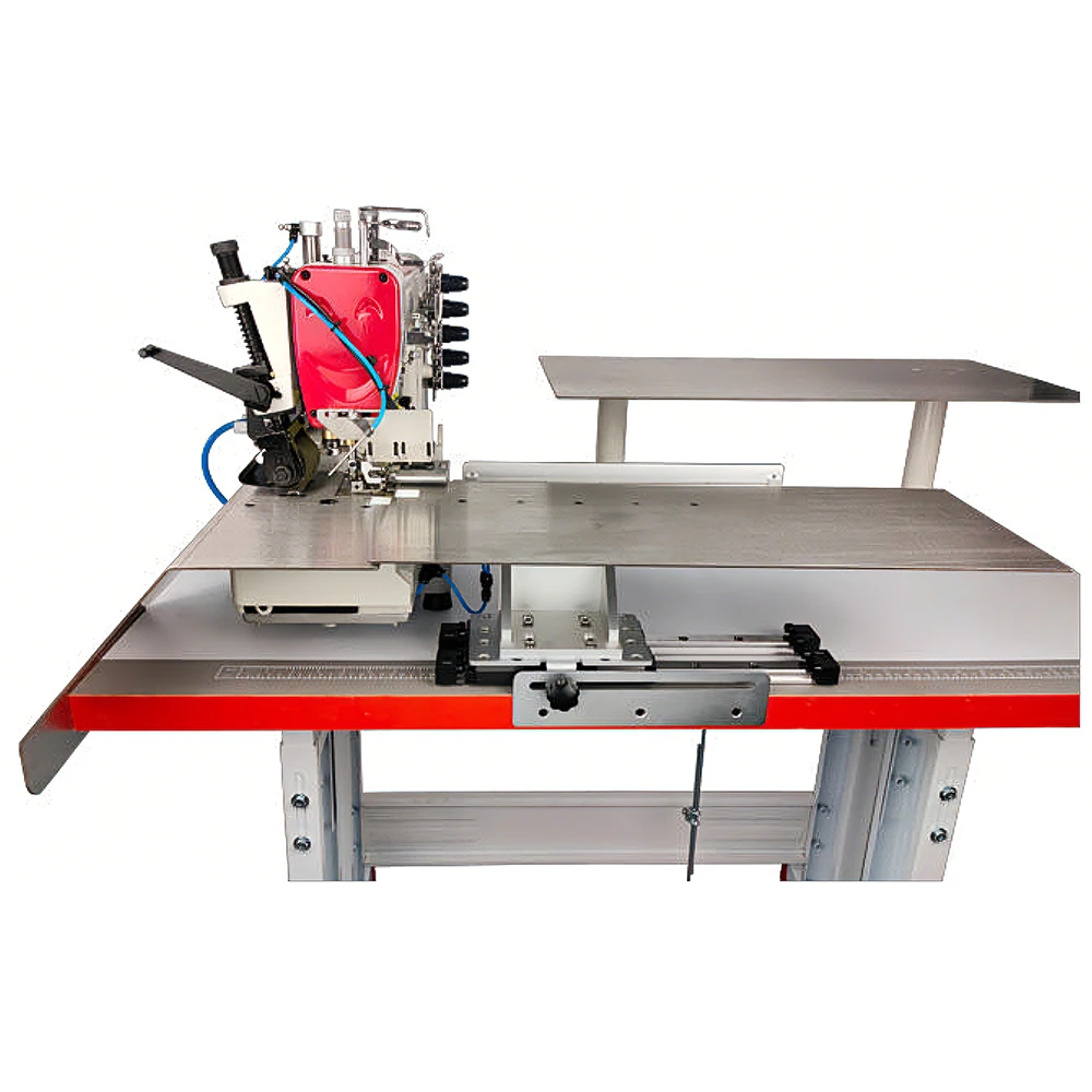 Industrial Flat-Bed Coverstitch Sewing Machine Automatic T-shirt Cuff Hemmer Triple Needle Motorized High-Speed Thread Trimmer