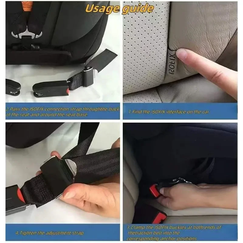 2-Punkt-Autosicherheitsgurt Kinder-Sicherheitsgurt Sitzbefestigungsband Universelle Isofix-Verbindungsstange Einstellbar Schwarz – Detail 8