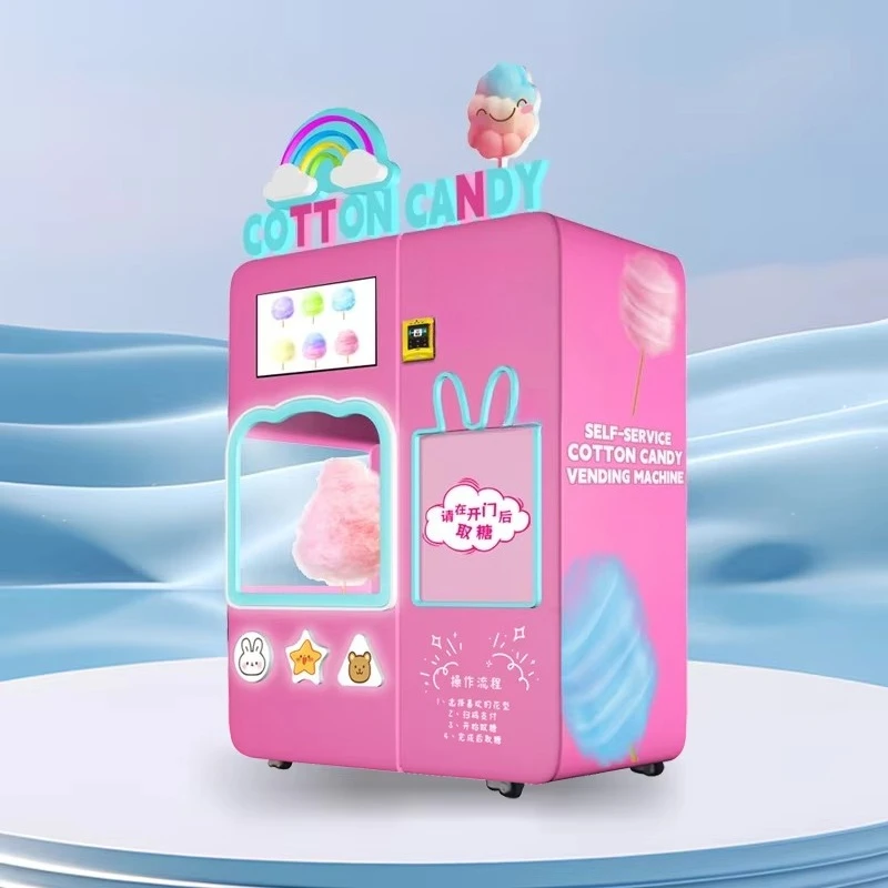 Máquina de Algodão Doce Totalmente Automática Personalizada, Comercial, Autoatendimento para Feiras de Rua, Festas de Aniversário e Casamentos