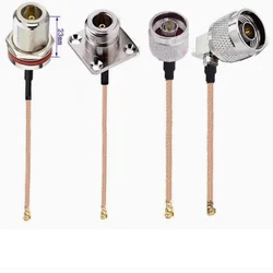 RG178 Cable UFL U.FL to N Female 4 hole flange Waterproof bulkhead N Male right angle connector extension Pigtail Cable