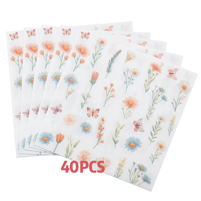 20 printed flower napkins per pack, disposable tissues, birthday party napkins, festival gathering napkins - view 3