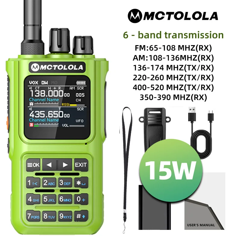 MOTOLOLA Walkie Talkie 15W Multi Band Bluetooth Program Flicker Noise Reduction Flicker Portable AM FM Amateur Radio 6000mAh Bat