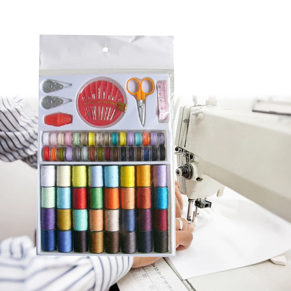 

64pcs Sewing Machine Thread Set Kit 32 Threads Bobbins Needles Tape Scissors Travel Home Gift Beginner Sewing Tools
