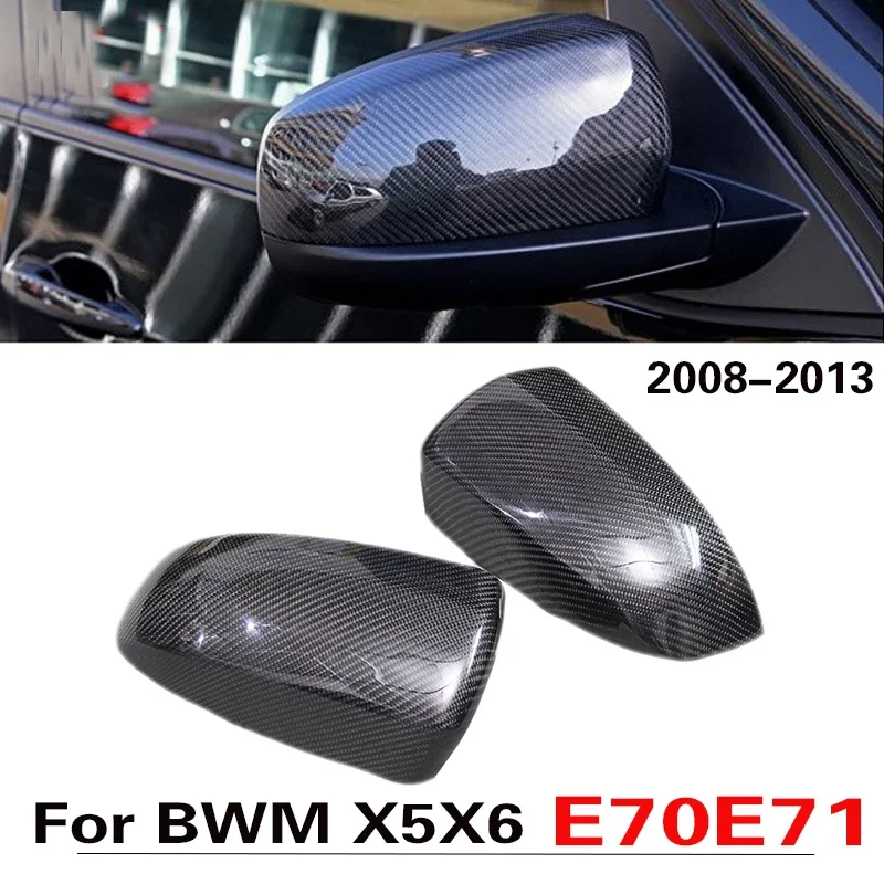 

2PCS for BMW X5 X6 E70 E71 2008-2013 Rearview Cap High-quality Real Carbon Fiber Mirror Cover Add on Style