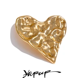 Yhpup Stainless Steel Metal Hammer Heart Love Fashion Brooch Pin Jewelry 18K PVD Plated Clothing Accessory Waterproof Wholesale