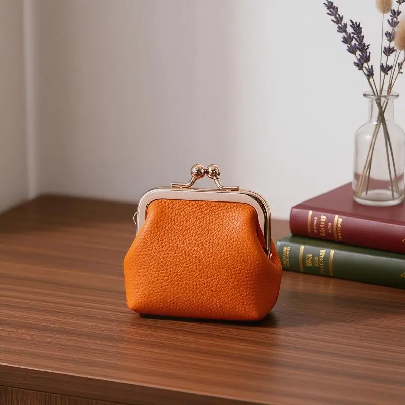 PU Leather Square Kiss Lock Display Purse Holder For Jewelry Earrings Tiny Trinkets Solid Color Mini Desktop Showcase