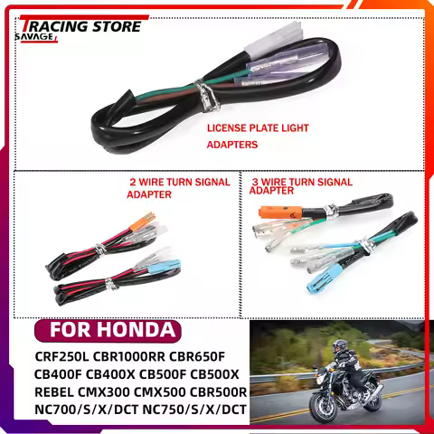 Cables License Plate Light Adapters For Honda NC700 NC750 CB400 CB500 Plug&amp;Play Connector Turn Signal Adapters CBR650 CBR1000RR