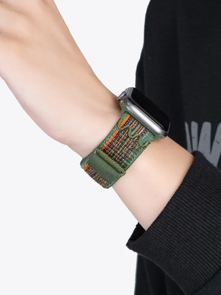 

Нейлоновый спортивный ремешок в стиле поп для Apple Watch, 49 мм, для Nikות, браслет-петля IWatch S10 9 8 7 6 5 4 3 Se2 Ultra 2 46 мм 45 мм 44 мм 41 мм