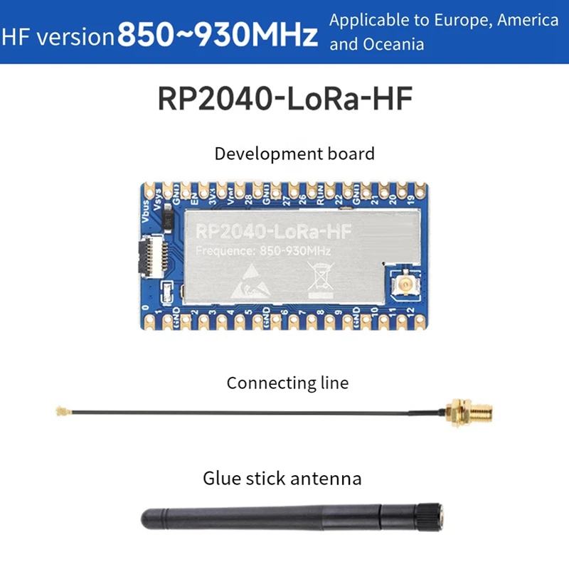 RP2040-Lora HF Development Board+Antenna Parts SX1262 850-930Mhz Development Board Supports GFSK Lora