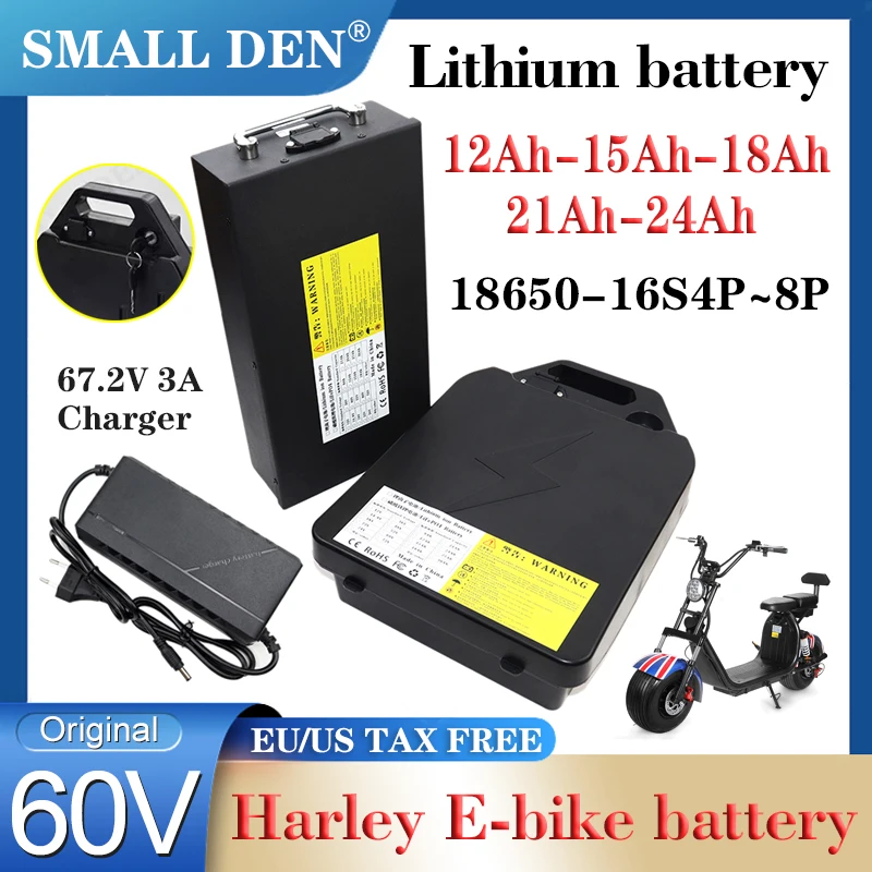 Original Harley E-vehicle Batteries 60V 12Ah 15Ah 18Ah 21Ah 24Ah Lithium battery 2000W High power motor For E-motorcycle scooter