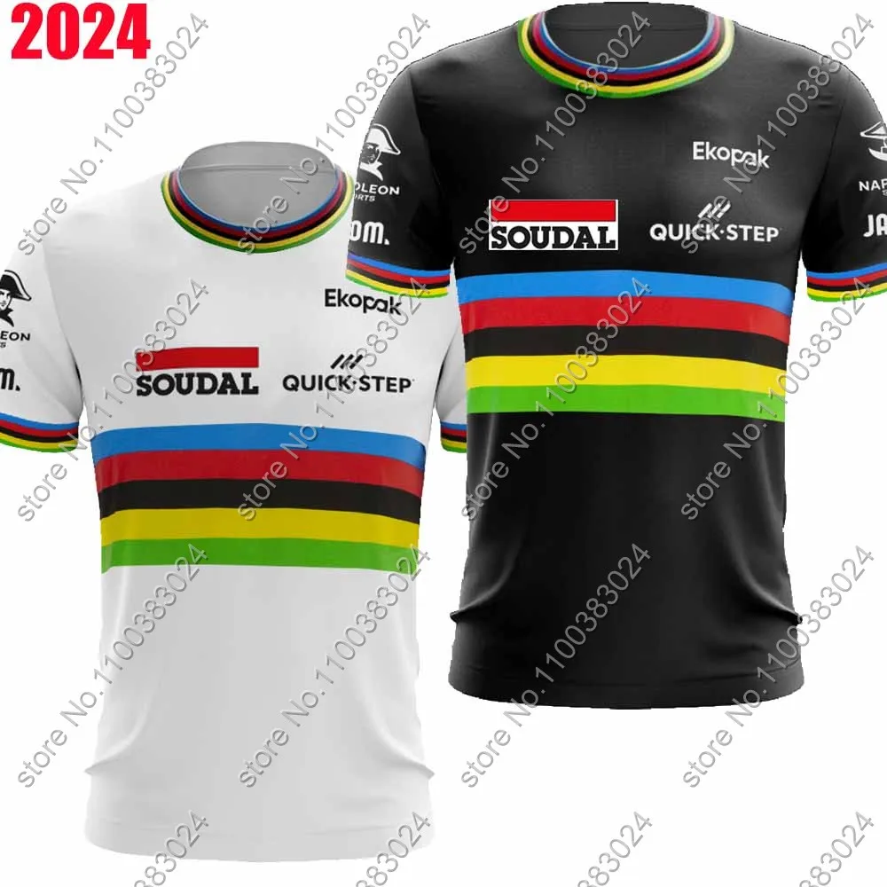 CAMISETA Soudal Quick Step Team 2024 T-shirty z nadrukiem 3D Męskie letnie ubrania do biegania Streetwear Casual Odzież do treningu technicznego