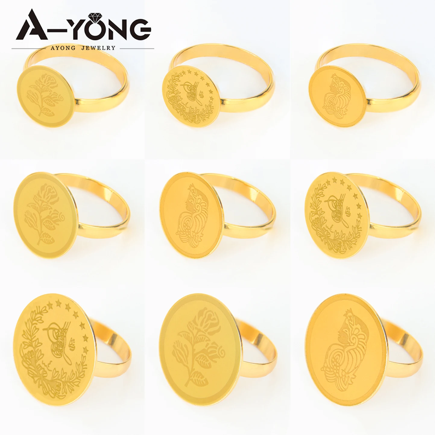 Anillos de joyería de boda nigeriana chapados en oro de 18k monedas musulmanas árabes anillo de dedo de moda joyería de fiesta para eventos de mujeres de Oriente Medio