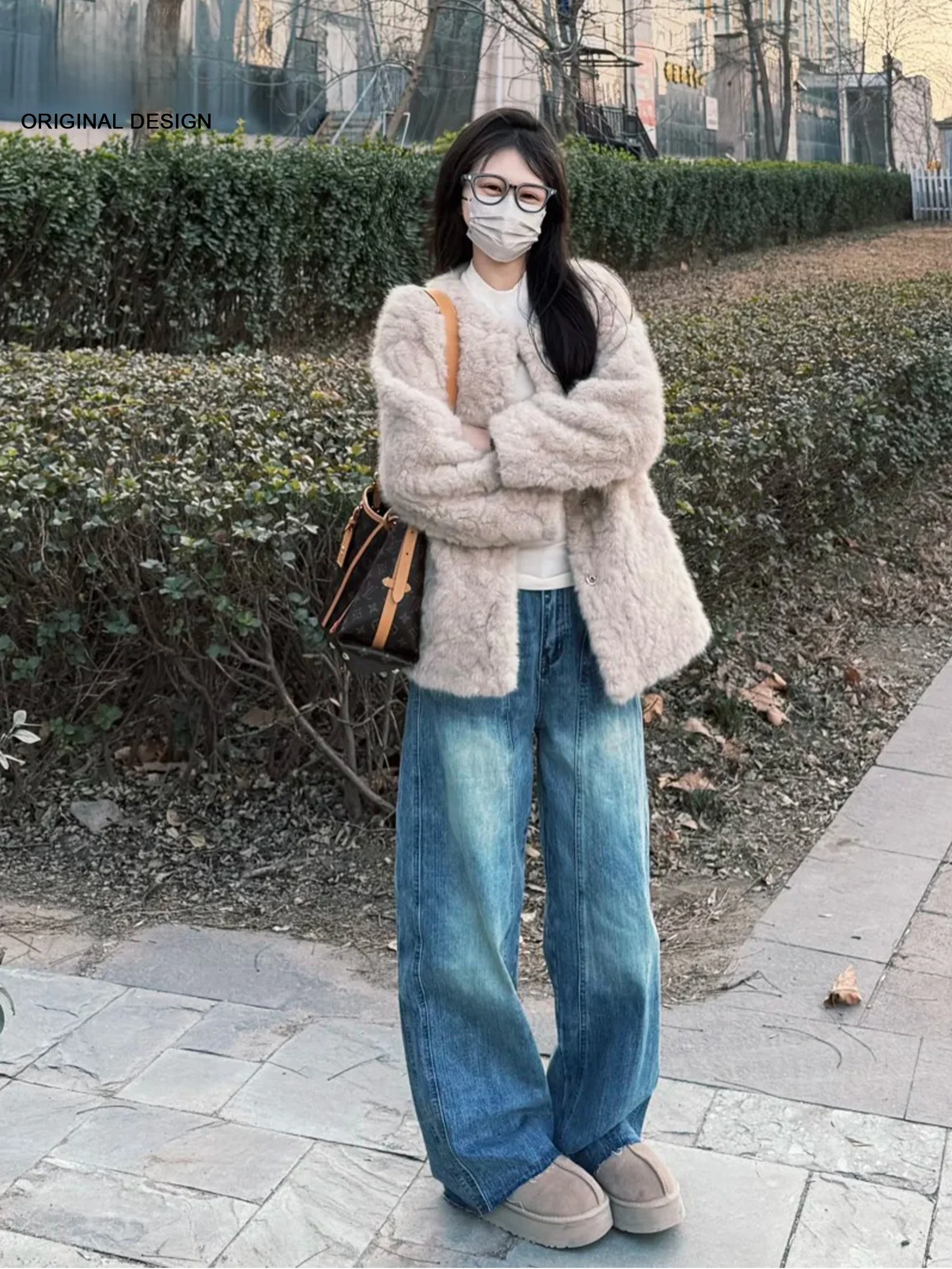 

Ретро-джинсы синего цвета в американском стиле с высокой талией и широкими штанинами, женские свободные прямые брюки-кюлоты, повседневные, весна-лето, новинка