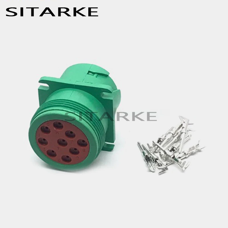 1 Set 9 Pin HD16-9-1939S HD10-9-1939P Deutsch Green Circular Aviation Female Male Connector For Track J1939 HD16-9-1939S-P080