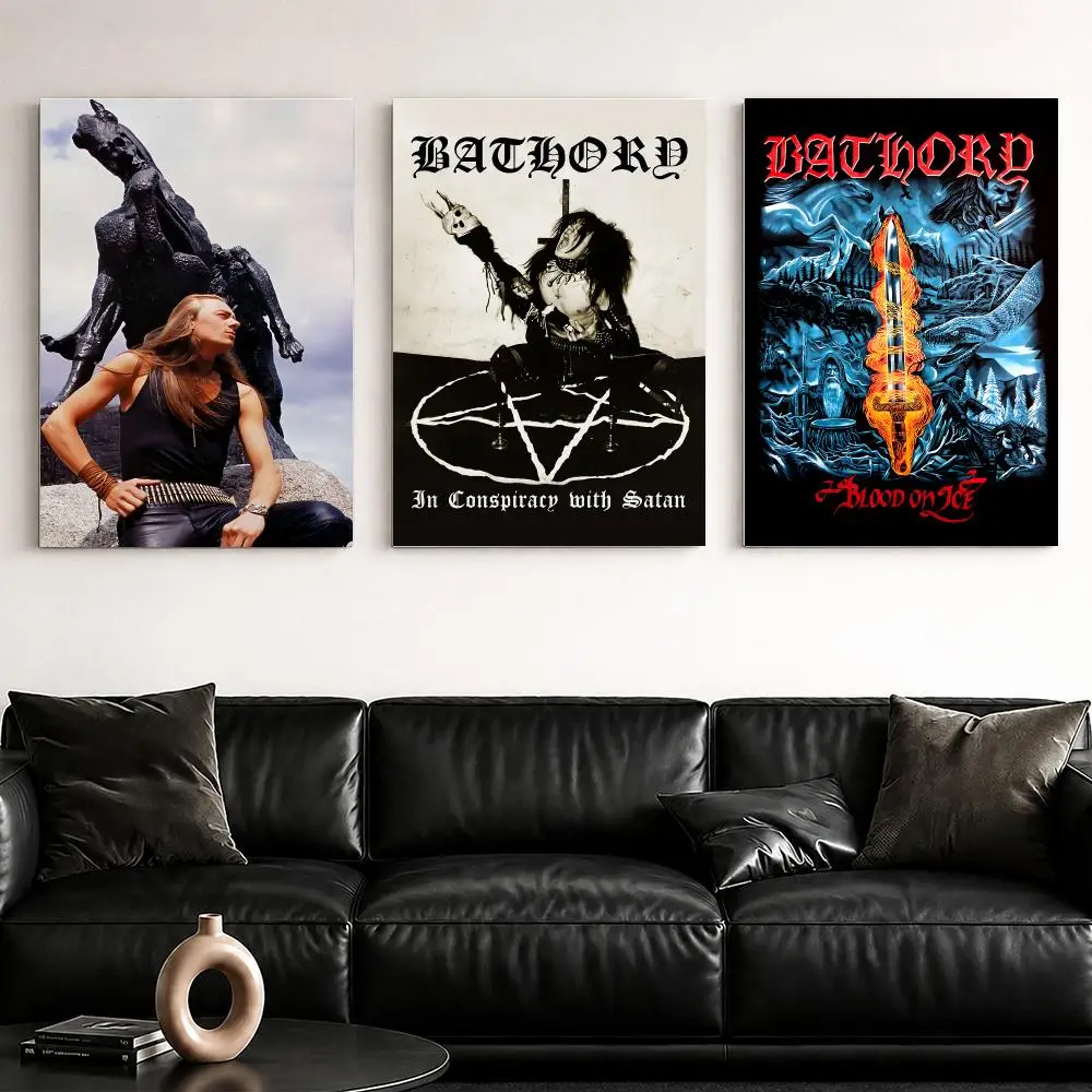 Band Album B-Bathory Framed Wall Painting Ready to Hang Canvas Poster for Bedroom Living Room Hallway Home Decor Gift