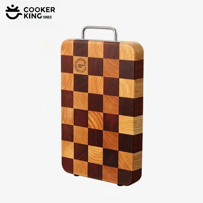 COOKER KING Ebony Wood Chopping Board Mold-proof Chessboard Cutting Panel Anti-slip Meat Vegetable Cutting Board Kitchen Tools