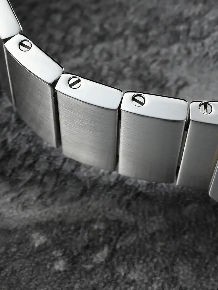 San Martin Solid Stainless Steel Watch Bracelets 20mm Bands Metal Replacement Wristbands Strap With Durable Double Buckle